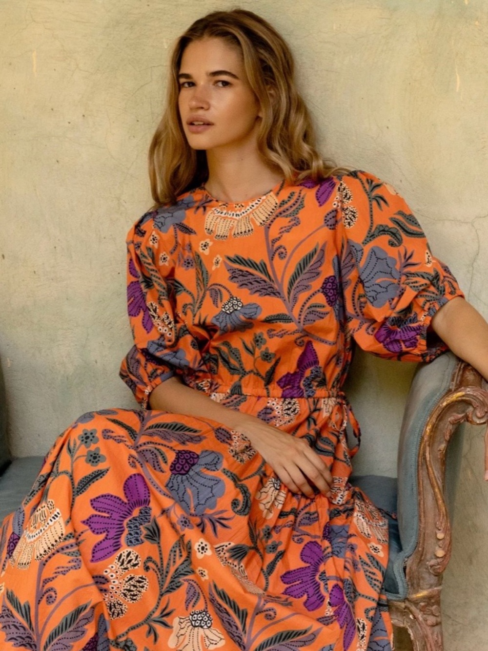 Oliphant Design CINCHED WAIST PUFF MAXI- TURIN RED XL